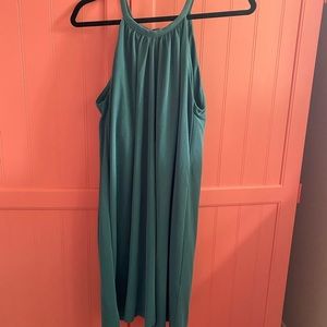 Teal dress high neckline